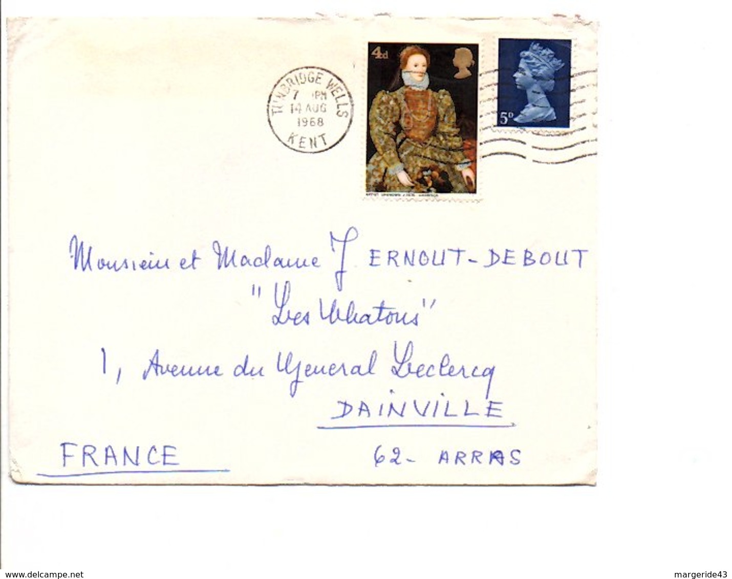 GB AFFRANCHISSEMENT COMPOSE SUR LETTRE POUR LA FRANCE 1968 - Lettres & Documents