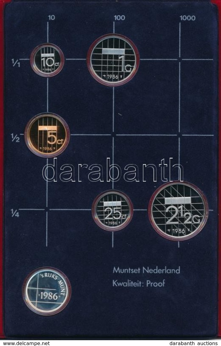 Hollandia 1986. 10c-2 1/2G (5xklf) + "'Srijks Munt" Zseton Díszkiadásban T:PP Kis Patina Netherlands 1986. 10 Cent - 2 1 - Non Classés