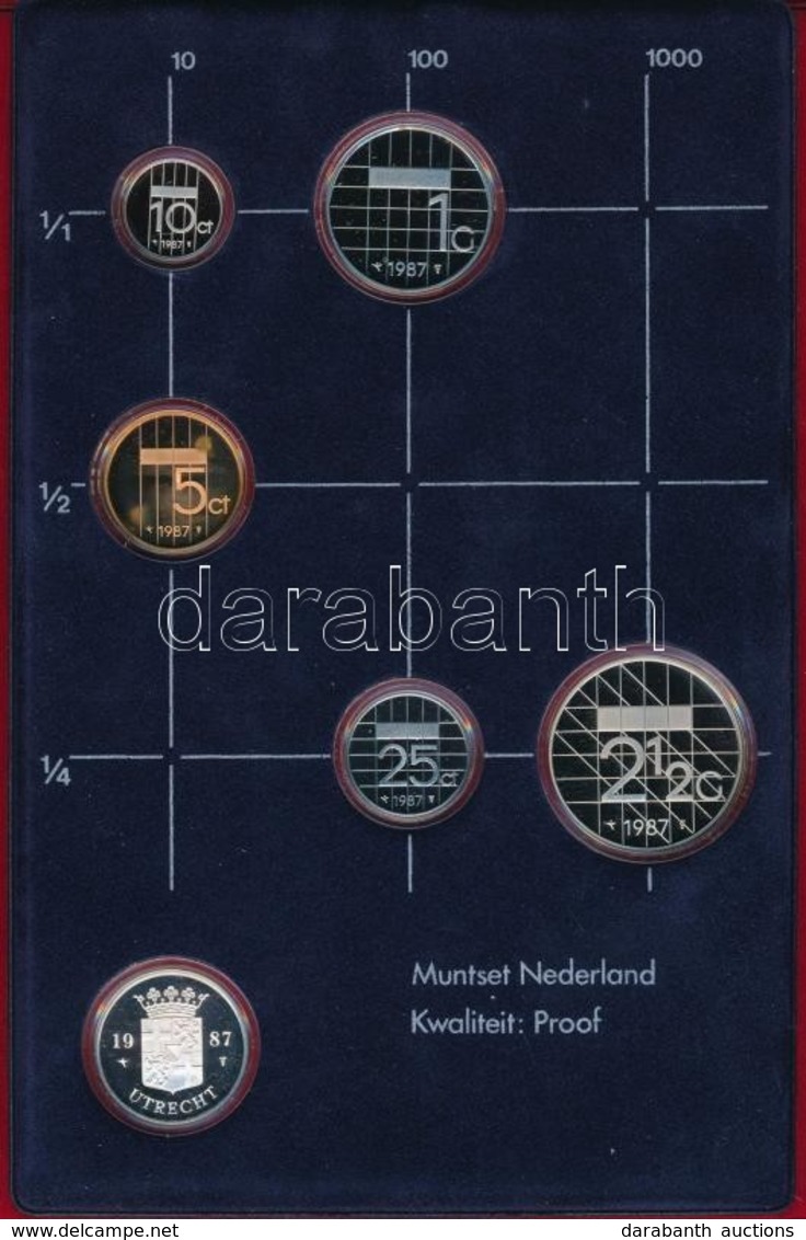 Hollandia 1987. 10c-2 1/2G (5xklf) + "Utrecht / 'Srijks Munt" Zseton Díszkiadásban T:PP Kis Patina Netherlands 1987. 10  - Non Classés