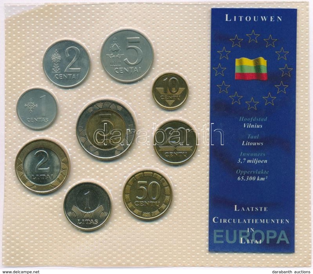 Litvánia 1991-2001. 1c - 5L (9xklf) Forgalmi Sor Sérült Műanyag Tokban T:1 Lithuania 1991-2001. 1 Centas - 5 Litai (9xdi - Non Classés