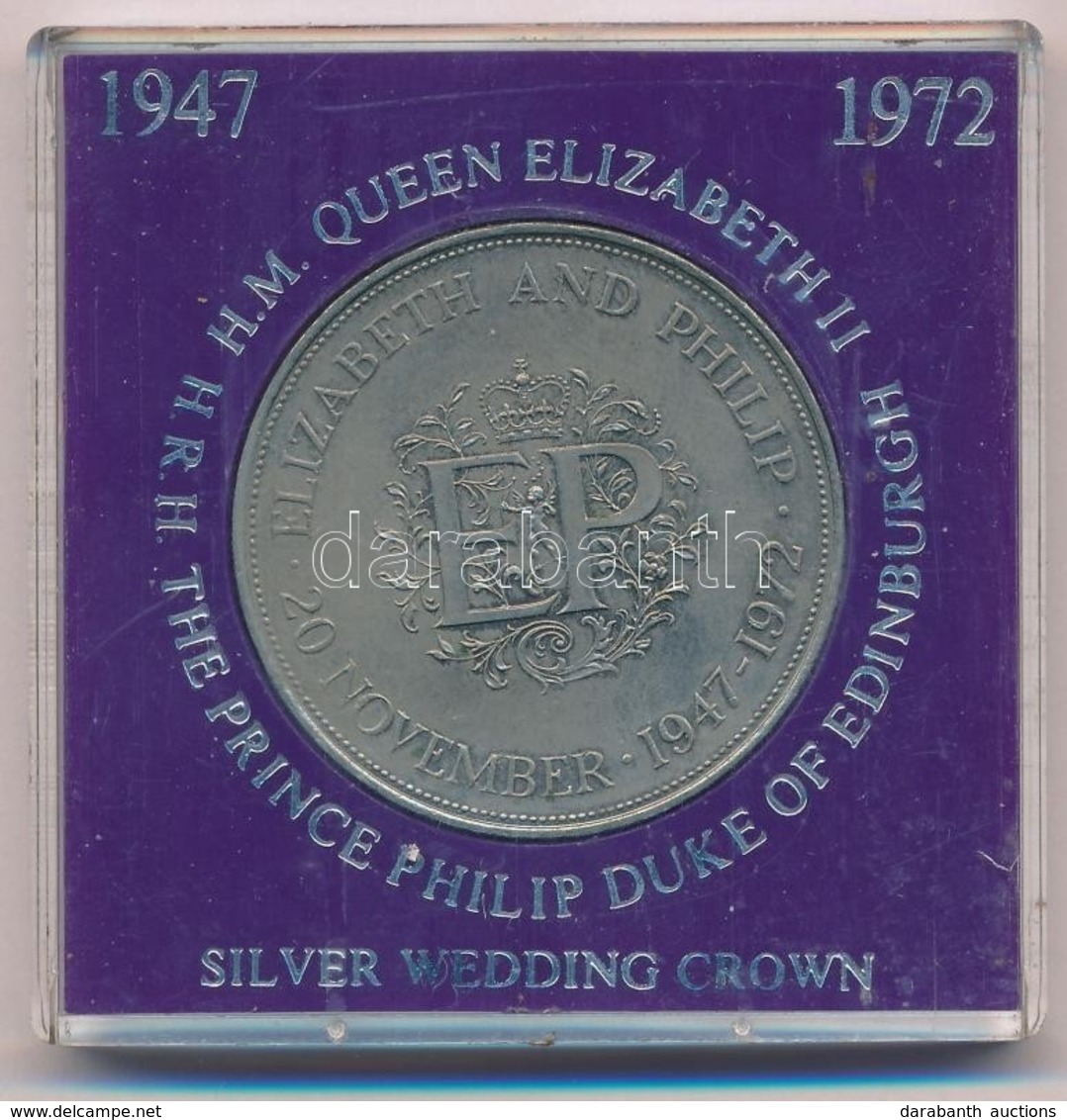 Nagy-Britannia 1972. 25p Cu-Ni "II. Erzsébet / Ezüstlakodalom" Műanyag Tokban T:1-,2 Great Britain 1972. 25 Pence Cu-Ni  - Non Classés