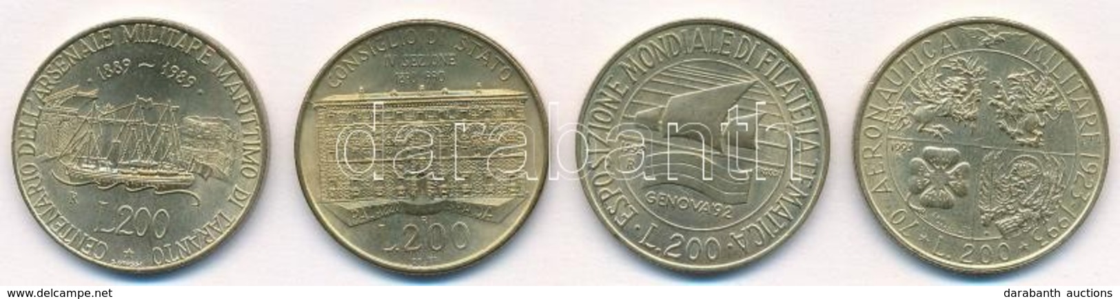 Olaszország 1989-1993. 200L (4xklf) T:1-,2  Italy 1989-1993. 200 Lire (4xdiff) C:AU,XF - Non Classés