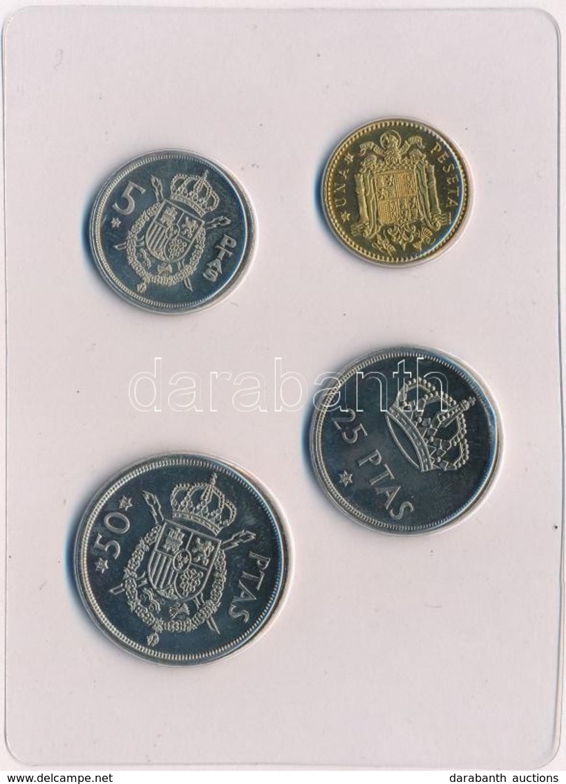 Spanyolország 1975. 1P-50P (4xklf) Forgalmi Sor Műbőr Tokban Tanúsítvánnyal T:1 Spain 1975. 1 Peseta - 50 Pesetas (4xdif - Non Classés