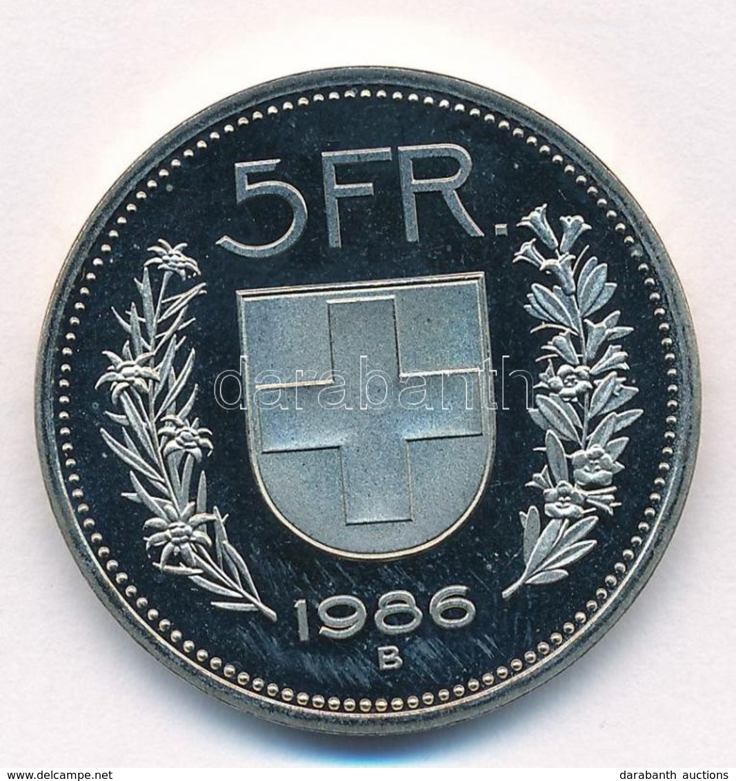 Svájc 1986B 5Fr Cu-Ni T:1- (PP) Patina Switzerland 1986B 5 Francs Cu-Ni C:AU (PP) Patina  Krause KM#40a.3 - Non Classés