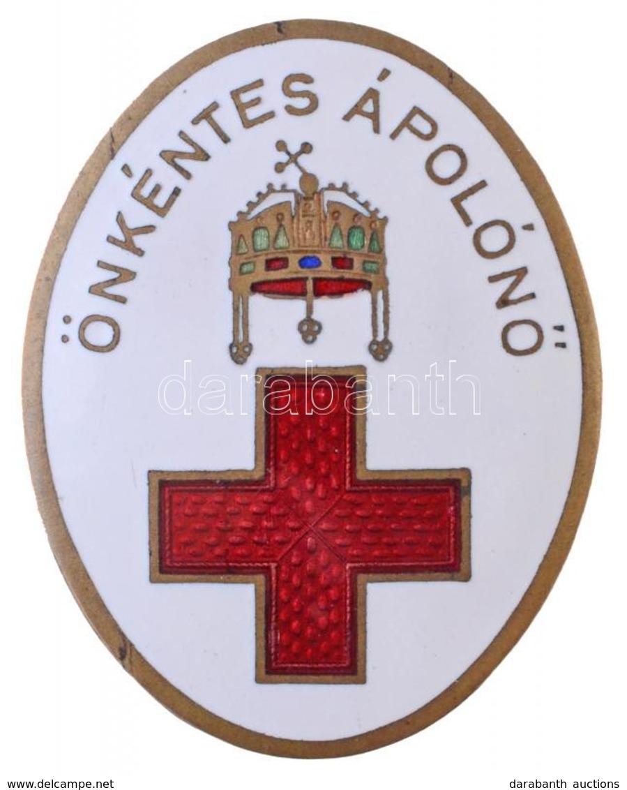 ~1930-1940. "Önkéntes ápolónő" Zománcozott Fém Jelvény (39x49mm) T:1- ~1930-1940. "Voluntary Nurse" Enamelled Metal Badg - Non Classés