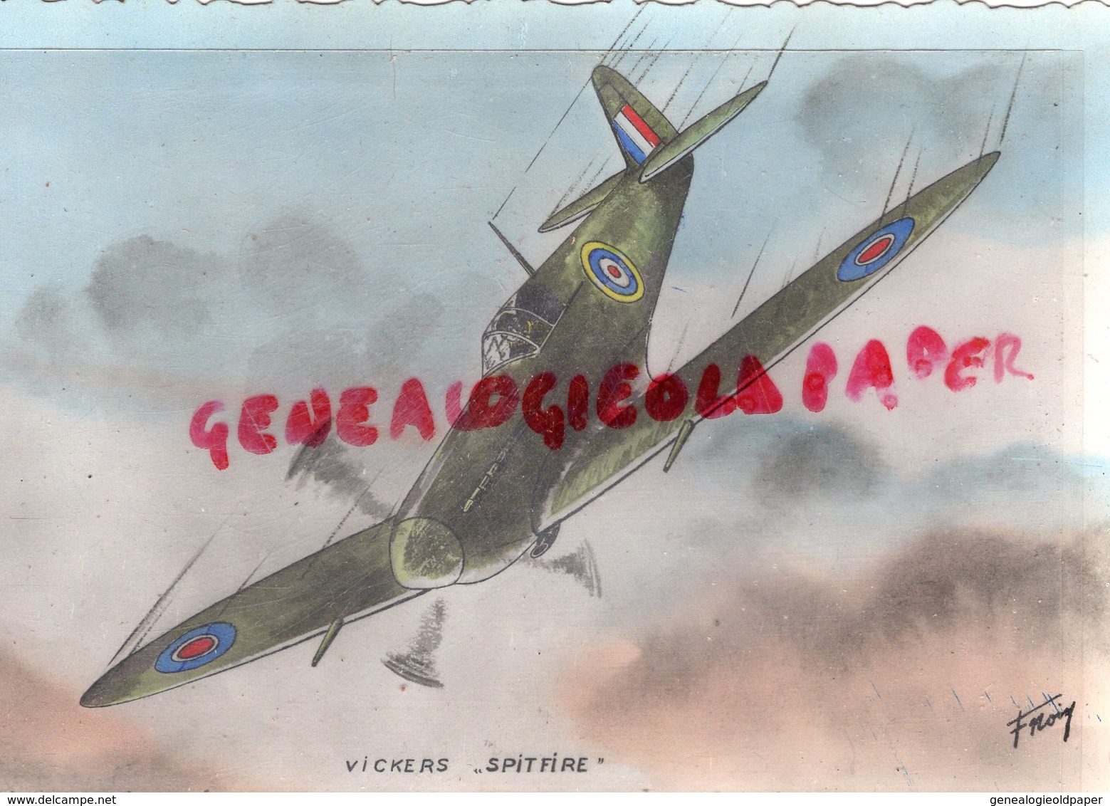 AVIATION - AVION VICKERS SUPERMARINE SPITFIRE-CHASSEUR MONOPLACE -MOTEUR ROLLS ROYCE 1200 CV-ARMEMENT 6 MITRAILLEUSES - 1939-1945: 2nd War