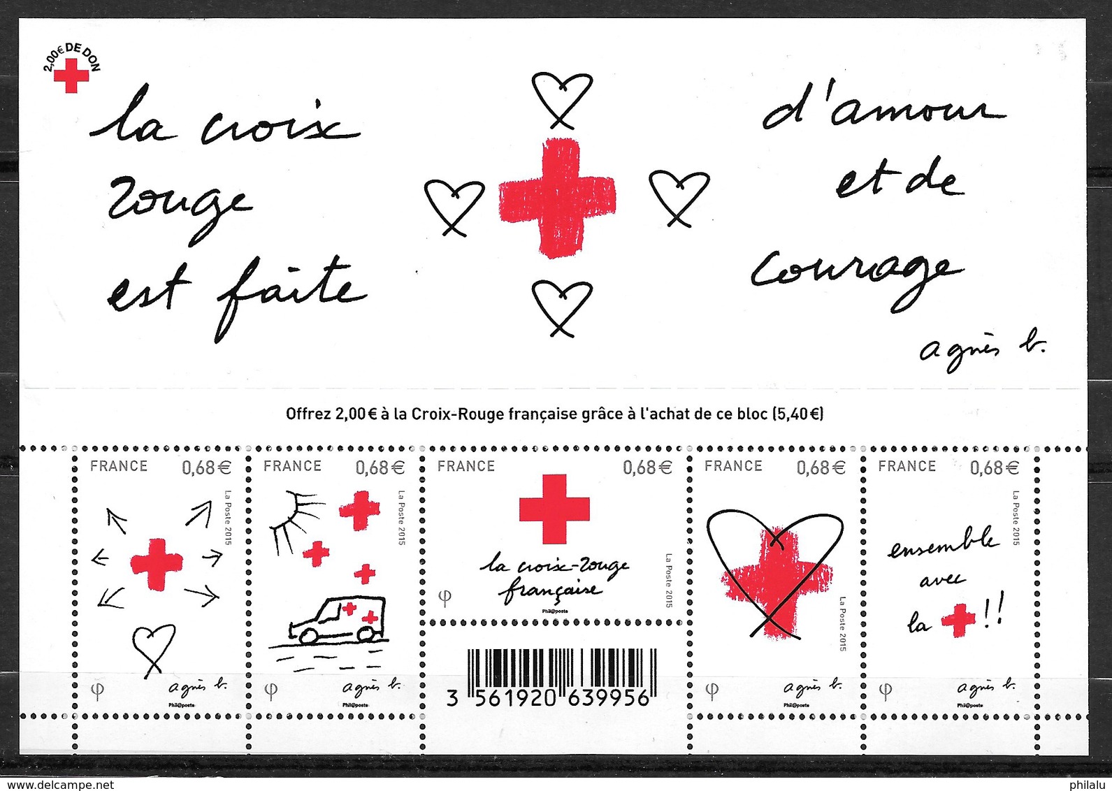 FRANCE CROIX ROUGE . F5001 BLOC NEUF** 2015 . - Unused Stamps