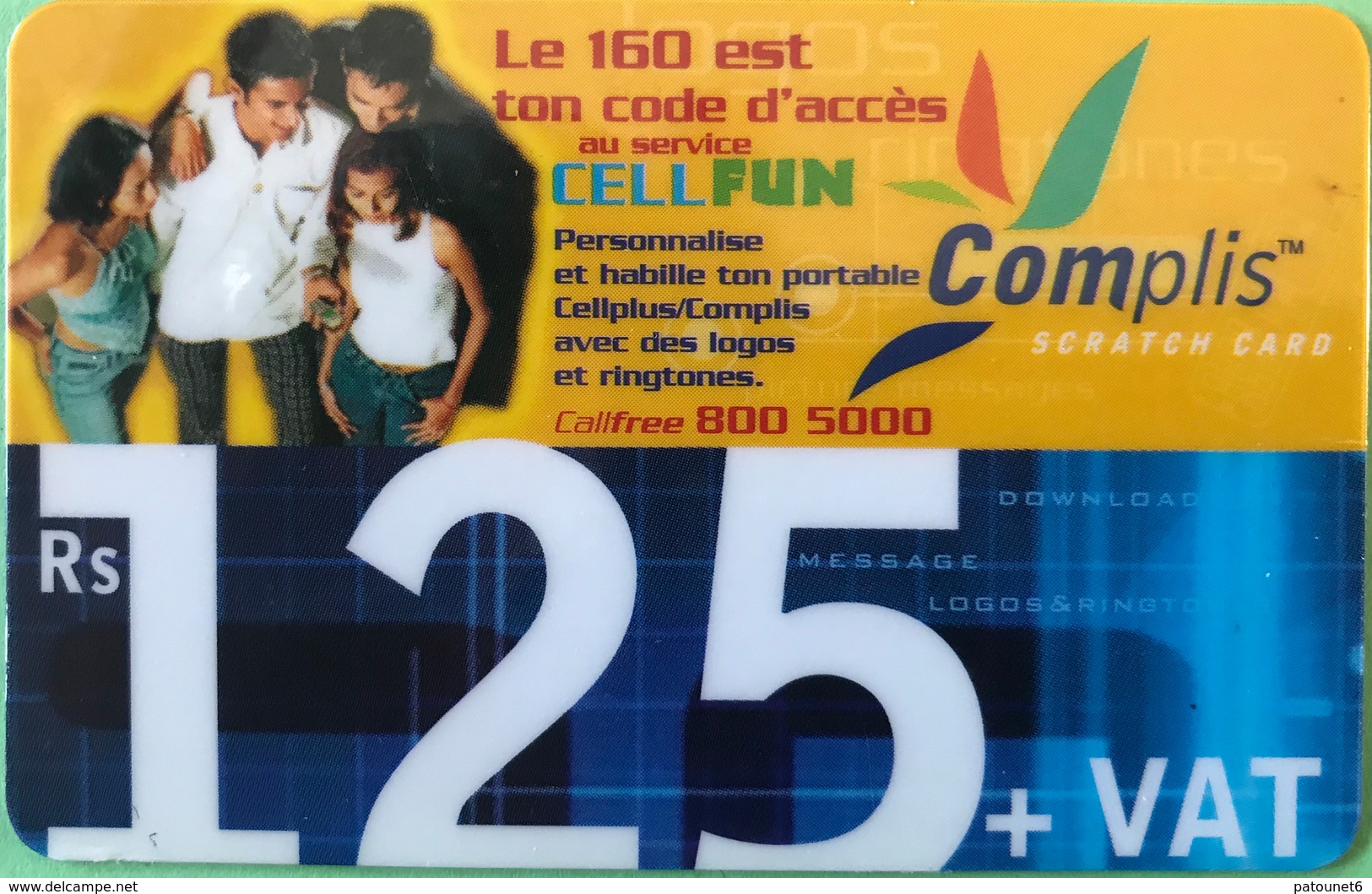 MAURICE  -  Prepaid  -  Complis  -  Cellfun  -  Rs 125 + VAT - Mauricio