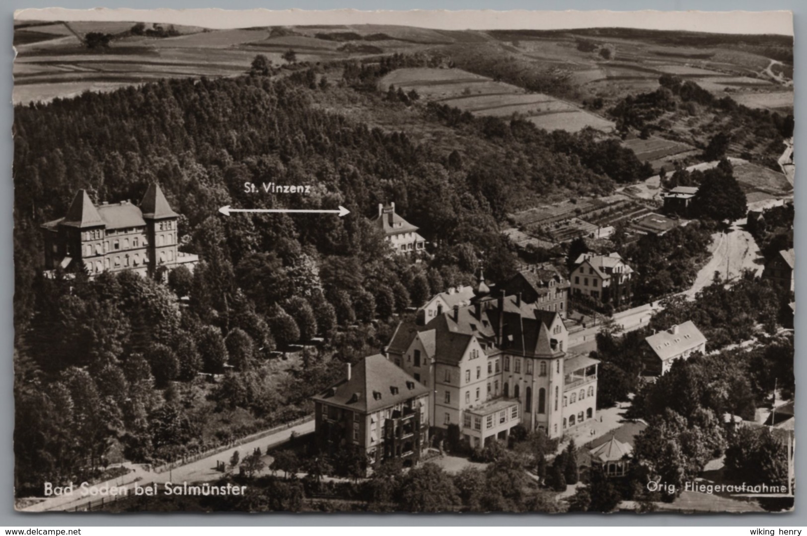 Bad Soden Salmünster - S/w Fliegeraufnahme Mit Kurheim Sankt Vinzenz - Main - Kinzig Kreis