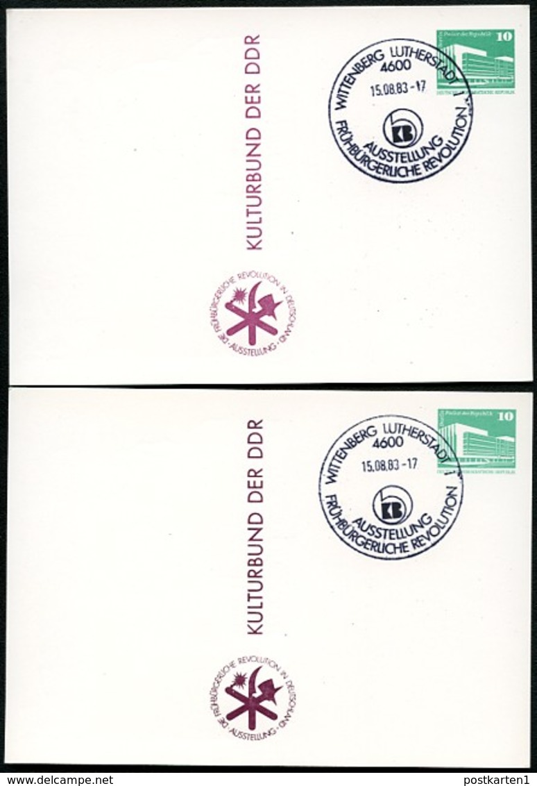 DDR PP18 D2/035 2 Privat-Postkarten FARBAUSFALL BRAUN FARBVARIANTEN Sost. 1983 - Cartes Postales Privées - Oblitérées