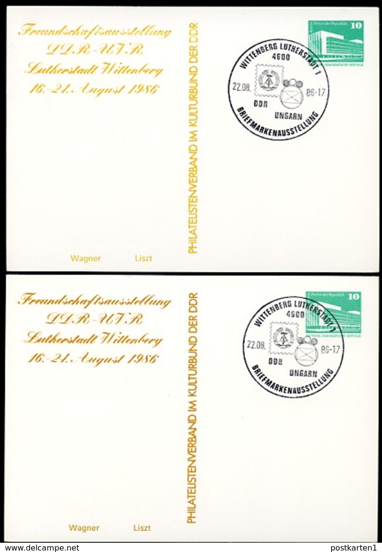 DDR PP18 D2/036 2 Privat-Postkarten FARBAUSFALL GRAU FARBVARIANTEN Sost.1986 - Postales Privados - Usados