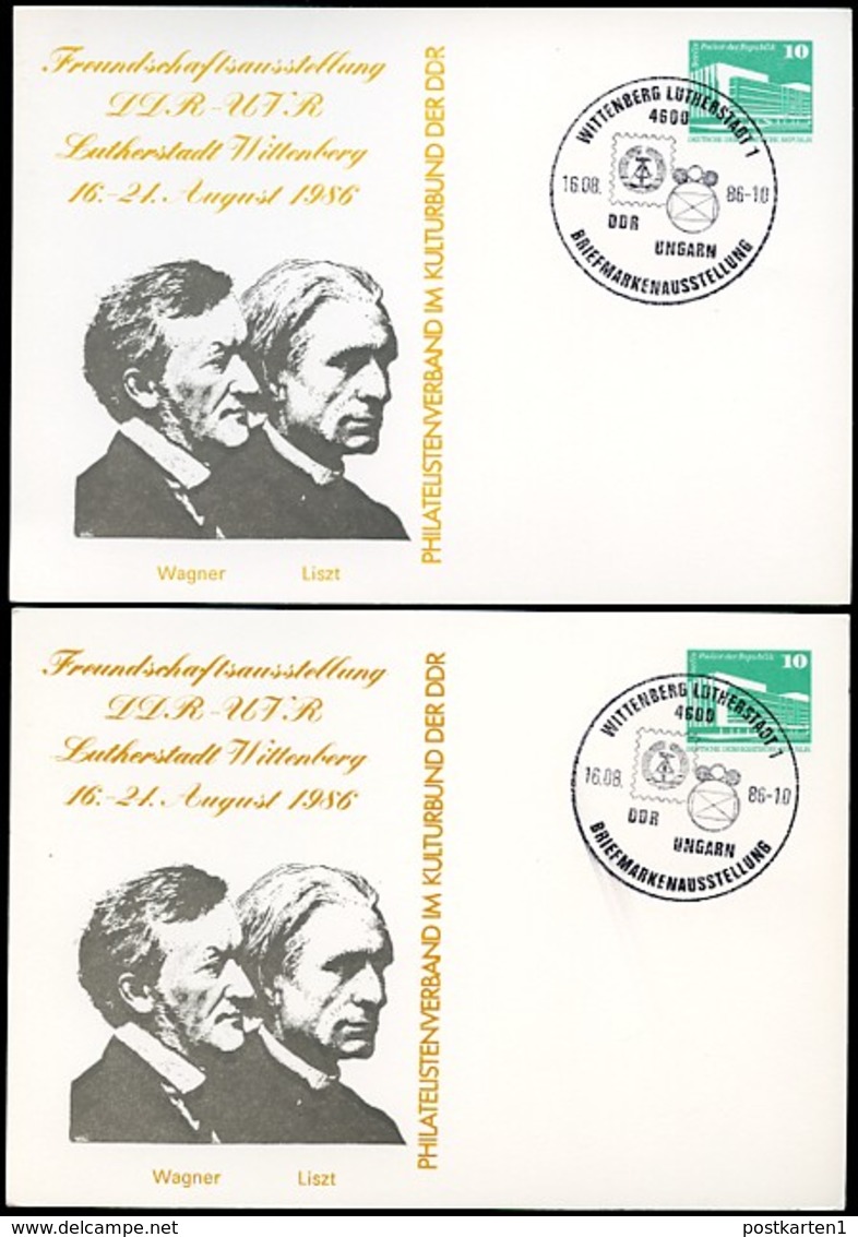DDR PP18 D2/036 2 Privat-Postkarten FARBAUSFALL GRAU FARBVARIANTEN Sost.1986 - Cartes Postales Privées - Oblitérées