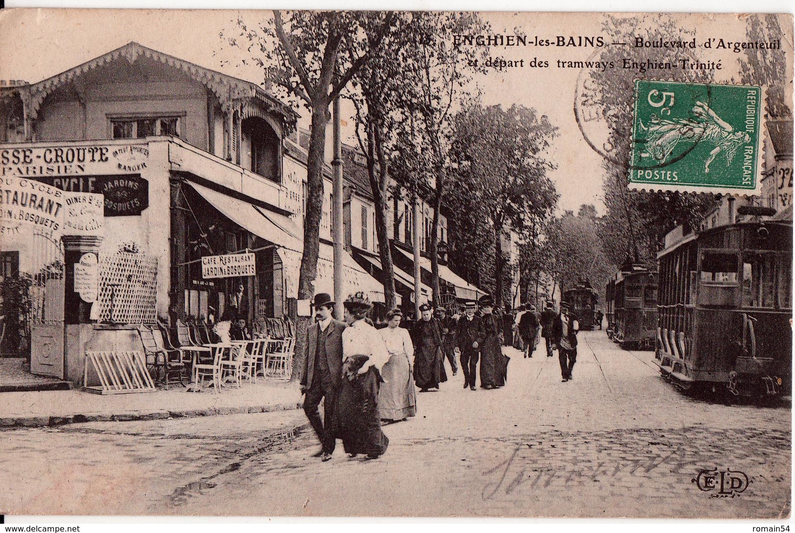 ENGHIEN LES BAINS-BOULEVARD D'ARGENTEUIL ET DEPART DES TRAMWAYS ENGHIEN-TRINITE - Enghien Les Bains