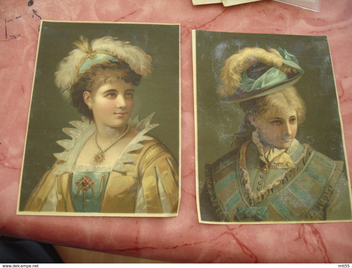 Lot De 2 Portrait Femme  Chromo - Other & Unclassified