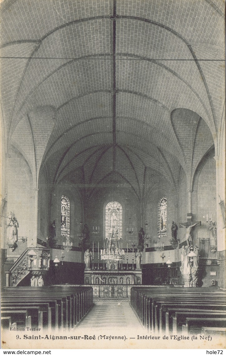 53 - Saint-Aignan-sur-Roë (Mayenne) - Intérieur De L'Eglise - La Nef - Saint Aignan Sur Roe