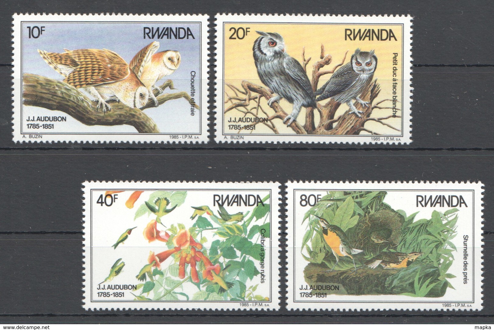 B134 1985 RWANDA FLORA & FAUNA BIRDS OWLS MICHEL 30 EURO 1SET MNH - Other & Unclassified