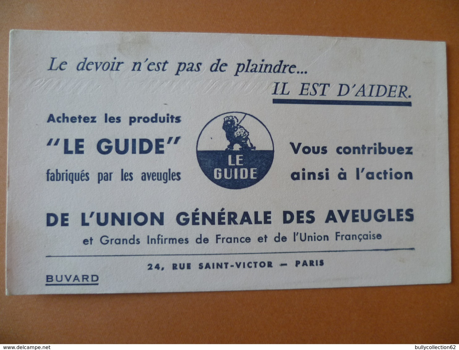 Buvard  Union Générale Des Aveugles  PARIS - Altri & Non Classificati