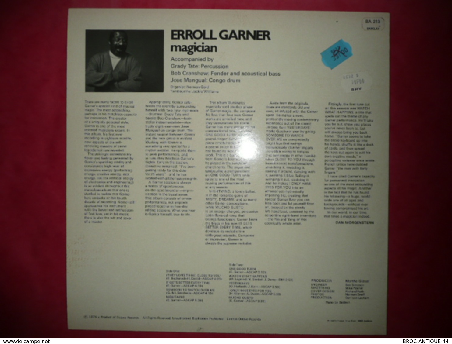 LP33 N°2929 - ERROLL GARNER - MAGICIAN - 80527 - DISQUE EPAIS ***** - Jazz