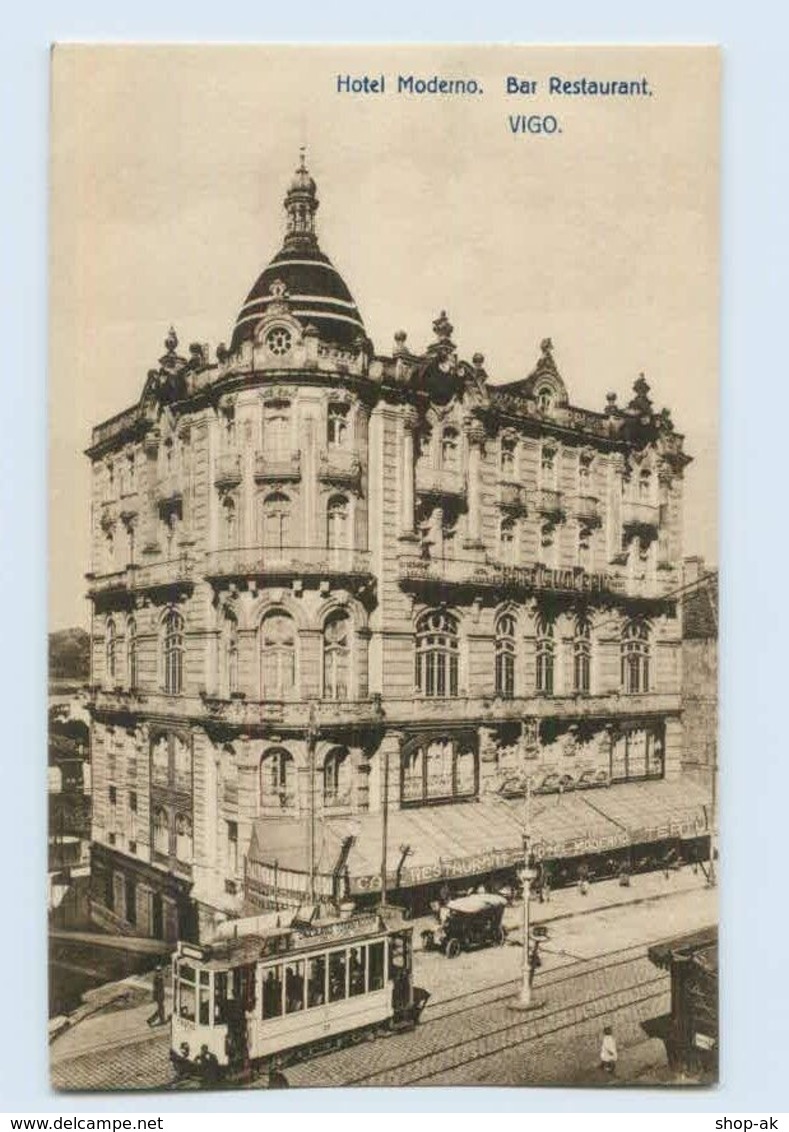 E602/ Vigo Hotel Moderno  Straßenbahn AK Ca.1920 - Autres & Non Classés