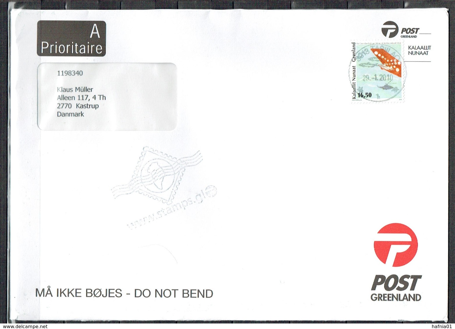 Greenland 2010.  Ordinary Mail Sent To Denmark. - Lettres & Documents