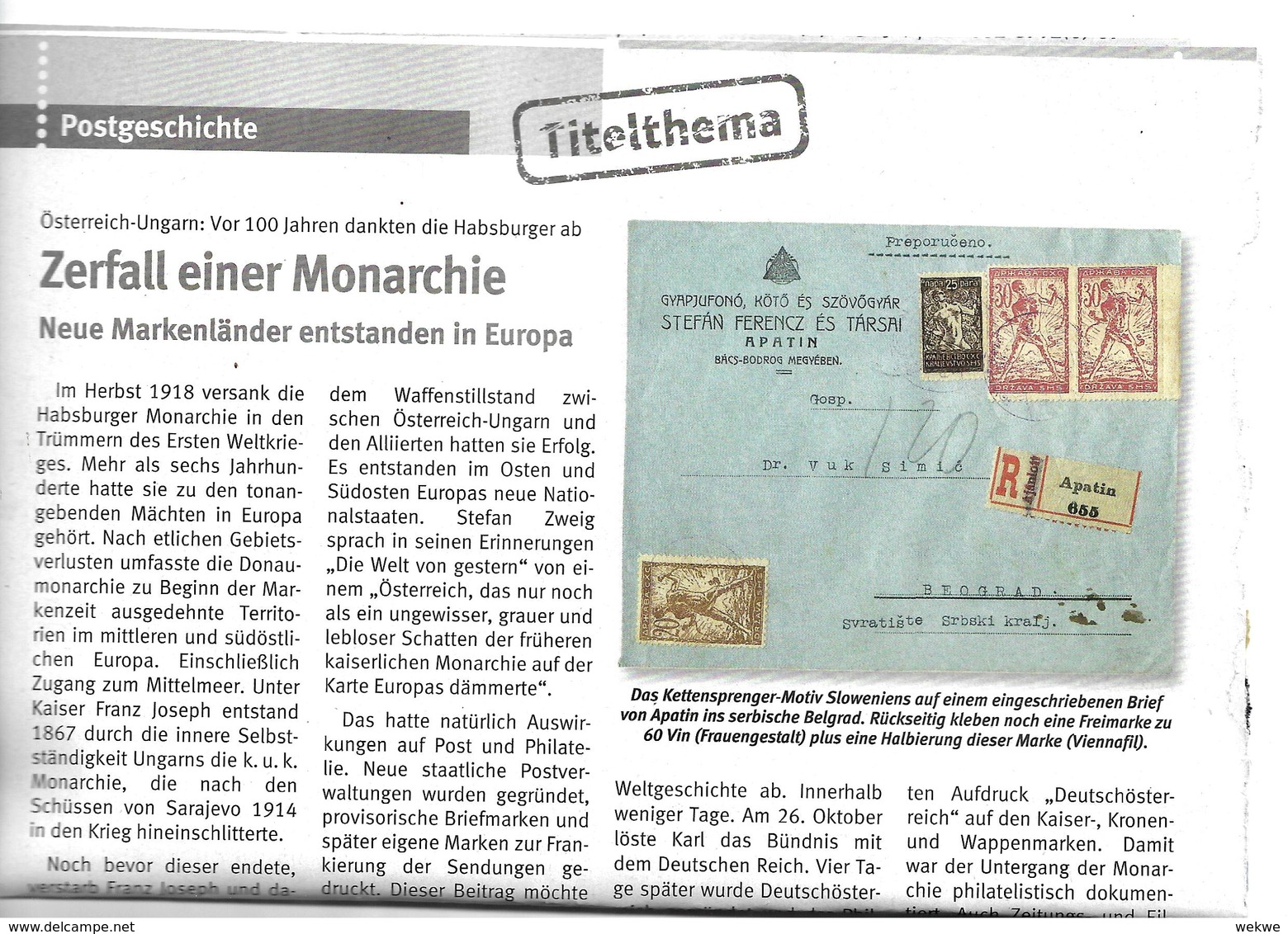 Zerfall Der Habsburger Monarchie Und Ihre Nachfolgestaaten Auf 3 DIN A 4Seiten - Philately And Postal History