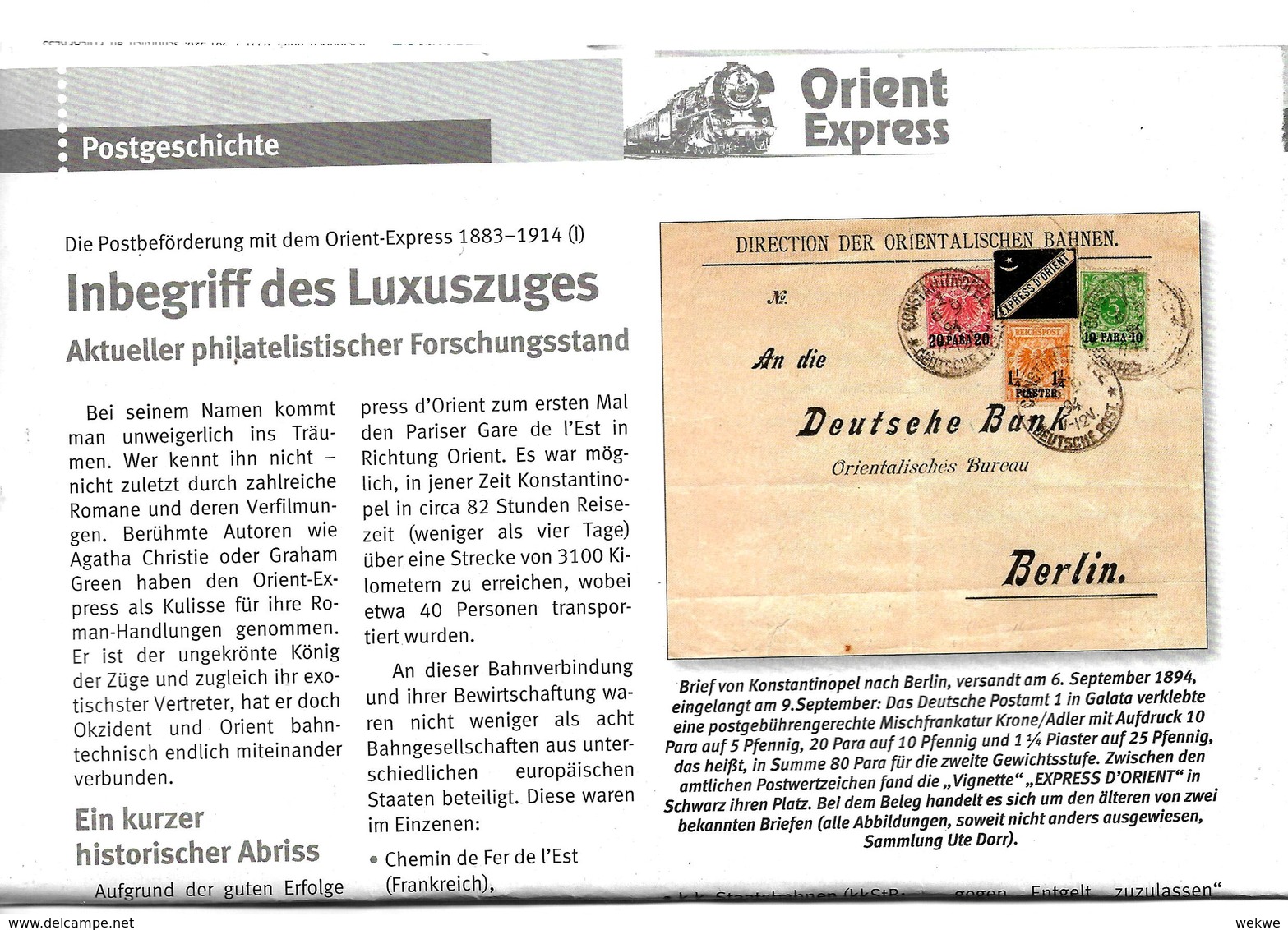 Wissenswertes über Den Orient-Express Auf 2 DIN A 4 Seiten - Chemins De Fer