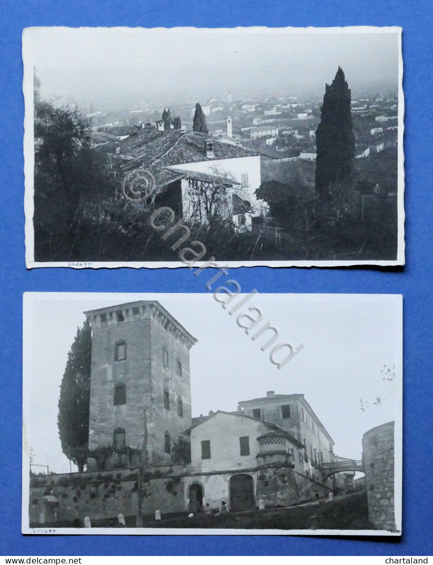Lotto 2 Fotocartoline D'epoca Rovato (Brescia) - Panorama E Scorcio - 1929 - Altri & Non Classificati