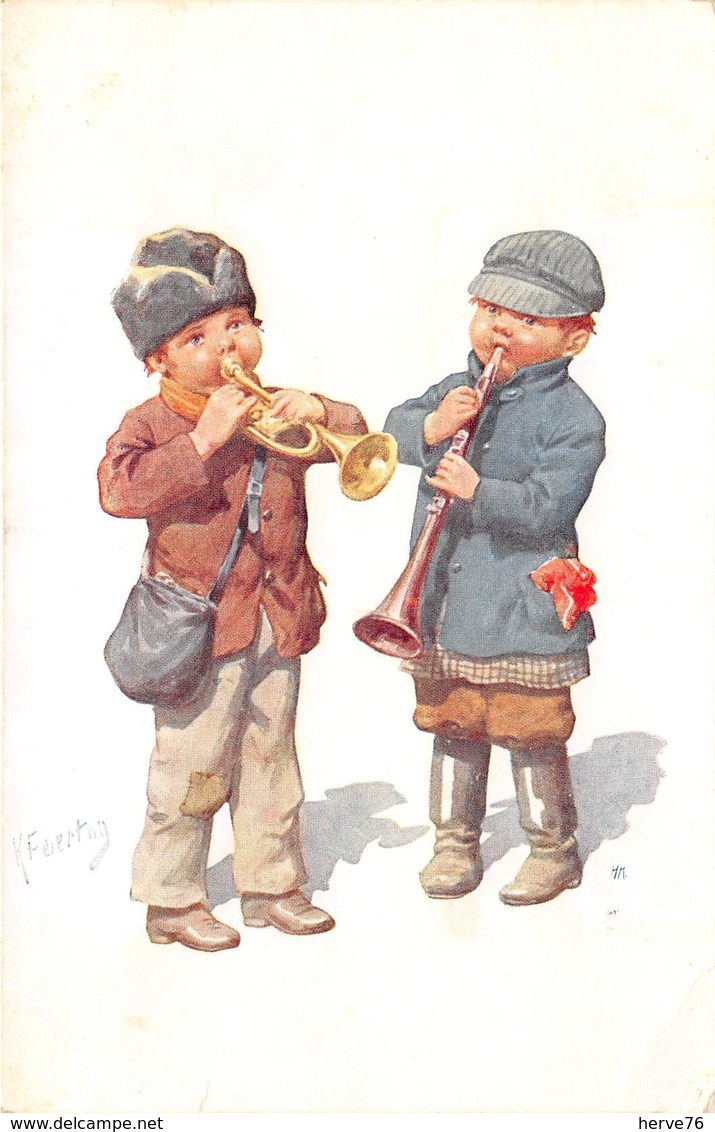 CPA Fantaisie - Illustrateur Karl FEIERTAG - Enfants - Trompette (B.K.W. I. 357-4) - Feiertag, Karl