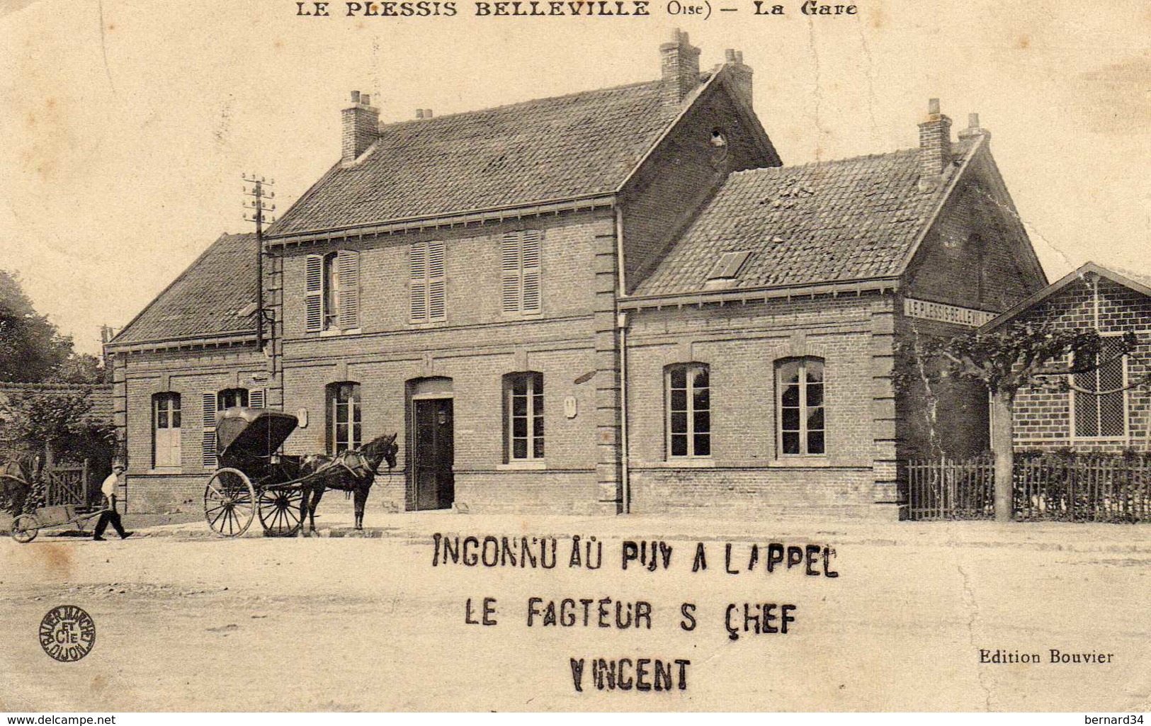 CARTE LE PLESSIS BELLEVILLE LA GARE TAMPONS RARE FRANCHISE MILITAIRE - Other & Unclassified