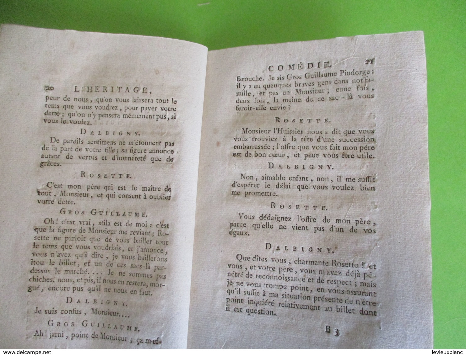 Fascicule Théâtre/"L'Héritage & l'Honnête Huissier"/Comédie en un acte & en prose/Guillot libraire de MONSIEUR/1790 FAT3