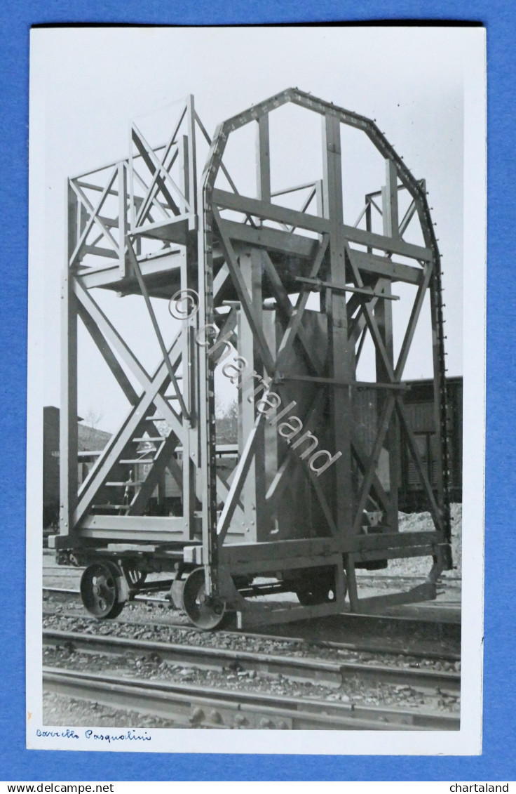 Fotocartolina D'epoca Ferrovie - Carrello Manutenzione Pasqualini - 1930 Ca. - Altri & Non Classificati