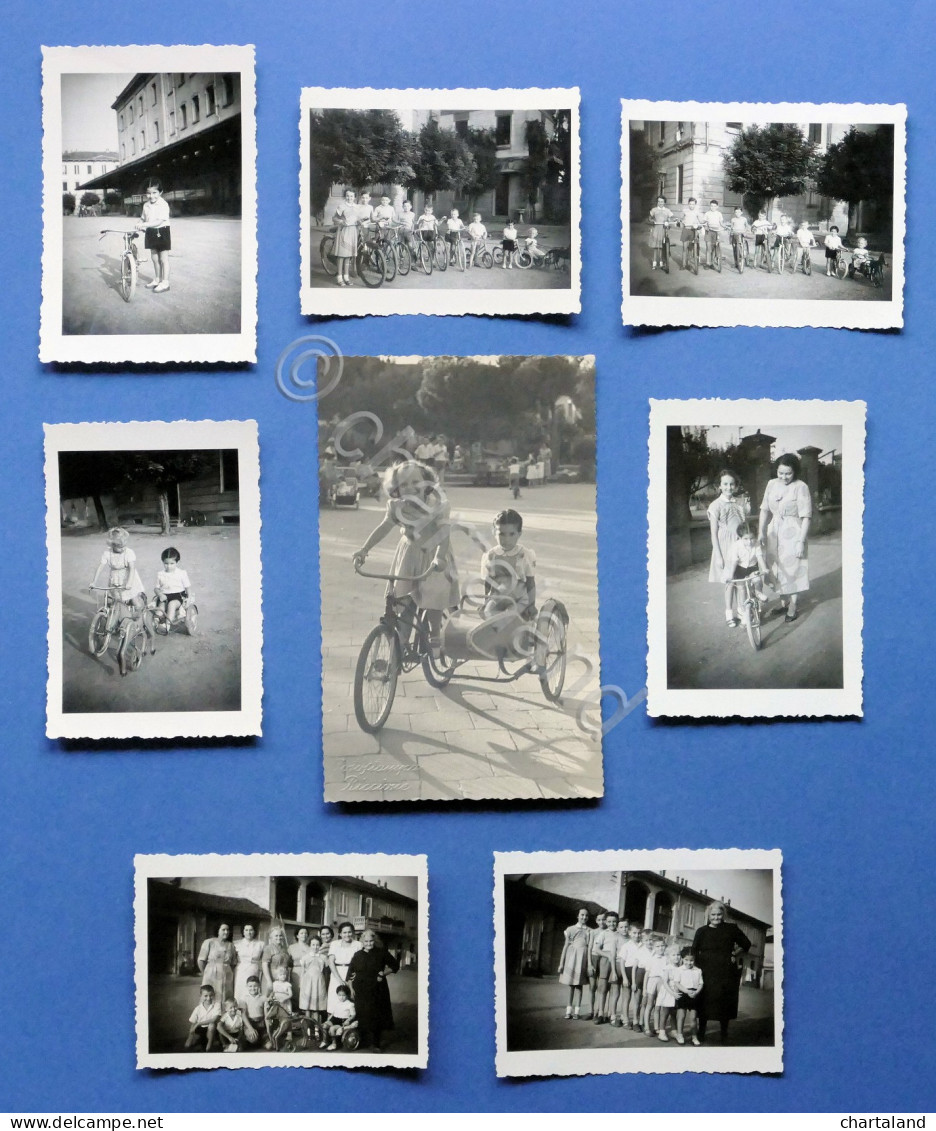 Lotto 8 Fotografie Bambini E Biciclette - Anni '50 - Altri & Non Classificati