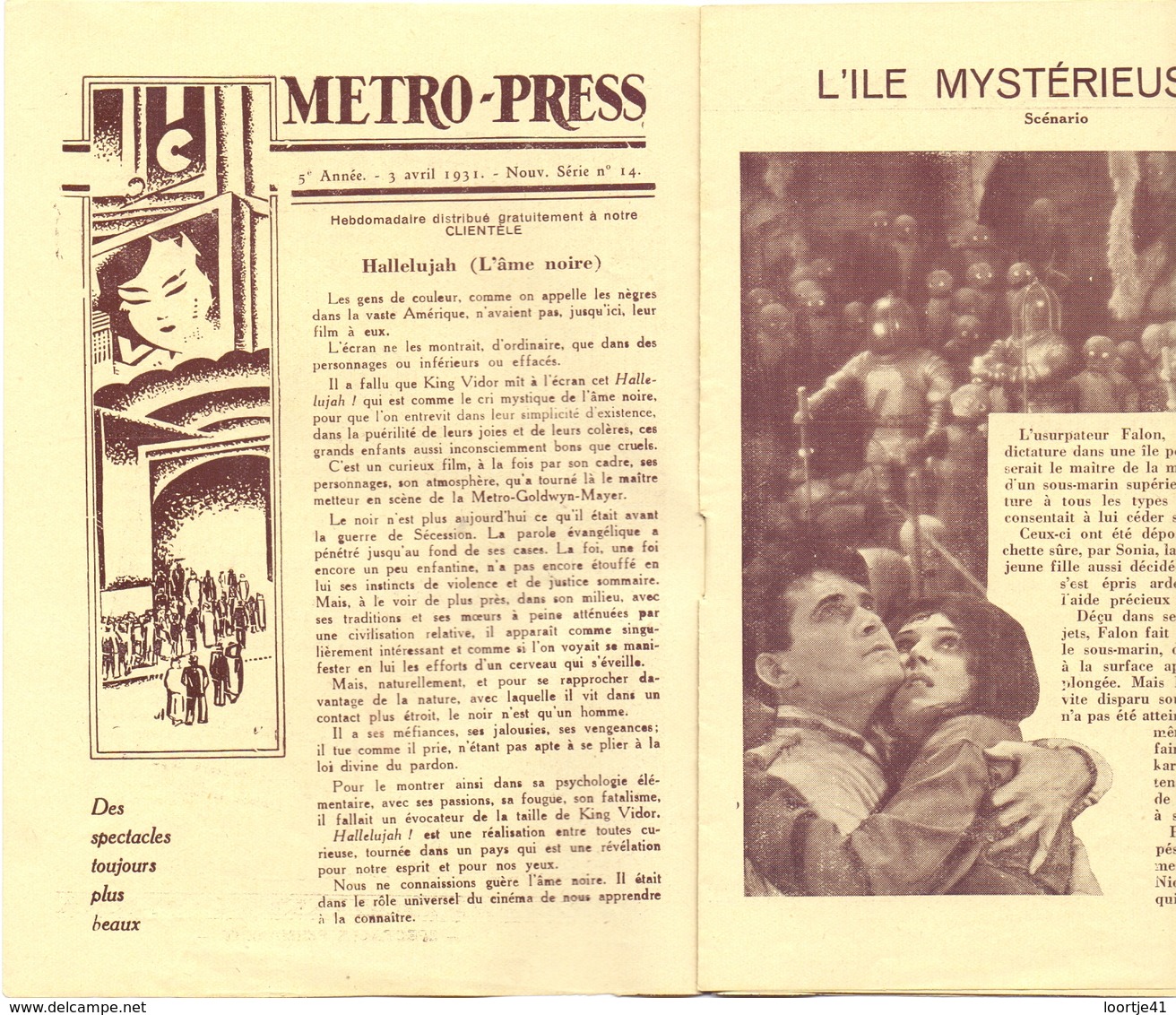 Pub Reclame Programma Programme Ciné Cinema Bioscoop Majestic Gent Film - L' Ile Mystérieuse - Jules Verne - 1931 - Werbetrailer