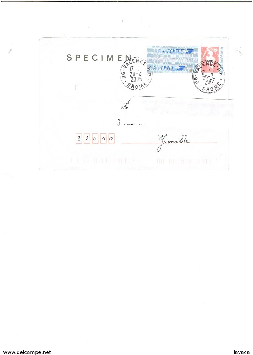 Enveloppe Entier Postale SPECIMEN FRANCE -  Timbre Marianne Briat - Poste