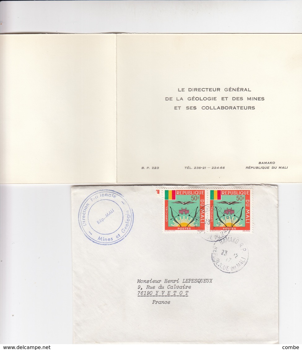 LETTRE AVEC CORRESPONDANCE. MALI. MINES ET GEOLOGIE BAMAKO - Mali (1959-...)