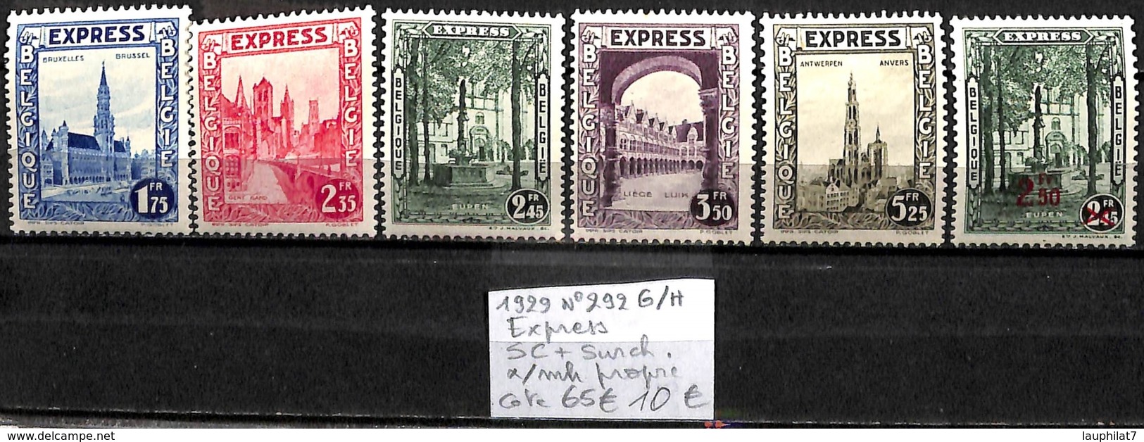 [846998]TB//*/Mh-c:65e-Belgique 1929 - N° 292G/H, Express, SC + Surcharge */mh Propre - Unused Stamps