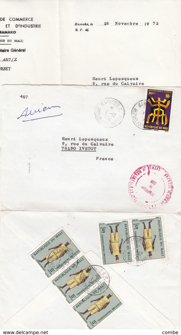 LETTRE AVEC CORRESPONDANCE. MALI. CHAMBRE DE COMMERCE ET D'INDUSTRIES BAMAKO - Mali (1959-...)