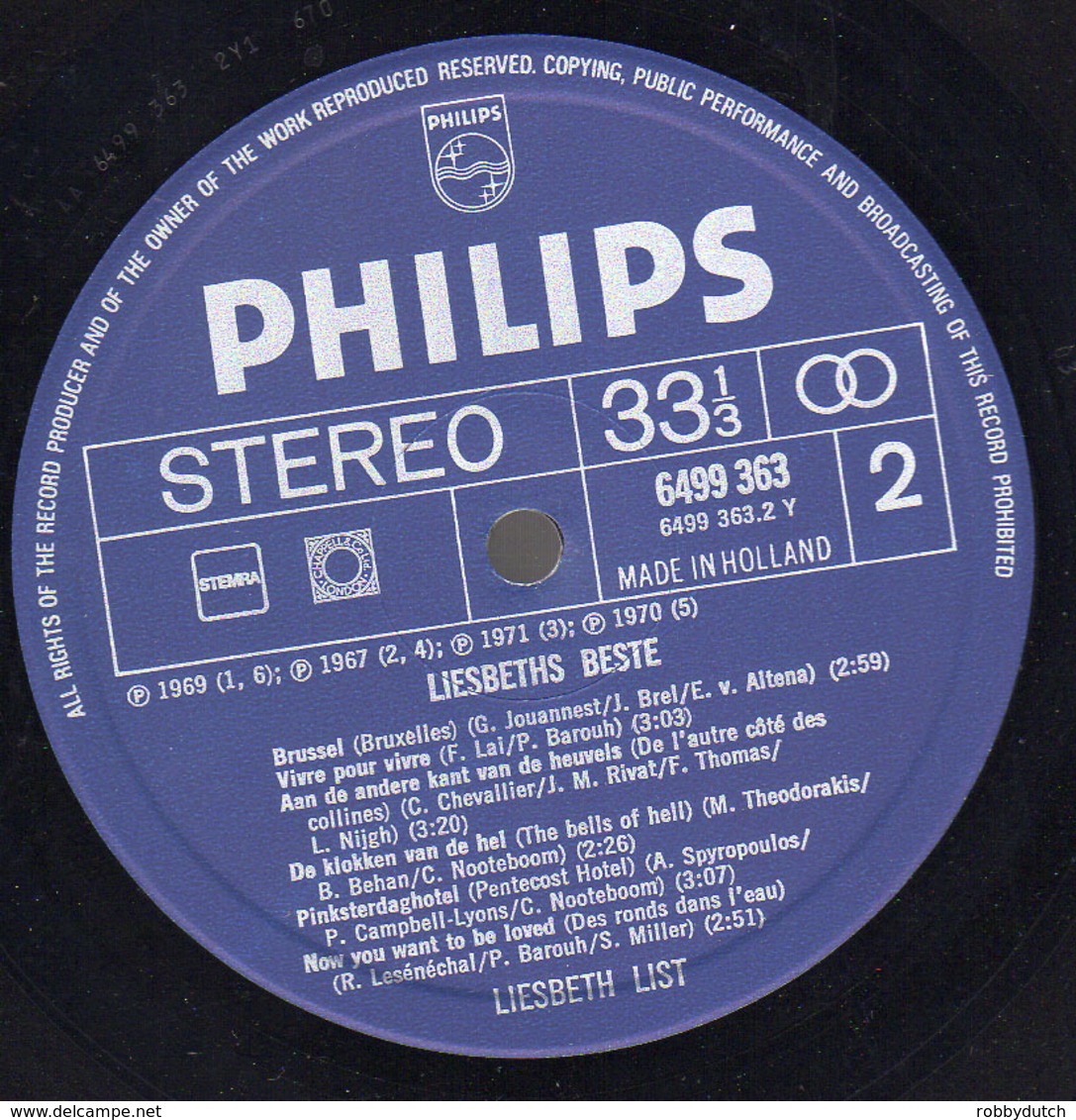 * 2LP *  LIESBETH LIST - LIESBETH'S BESTE (Holland 1974 EX-!!) - Autres - Musique Néerlandaise