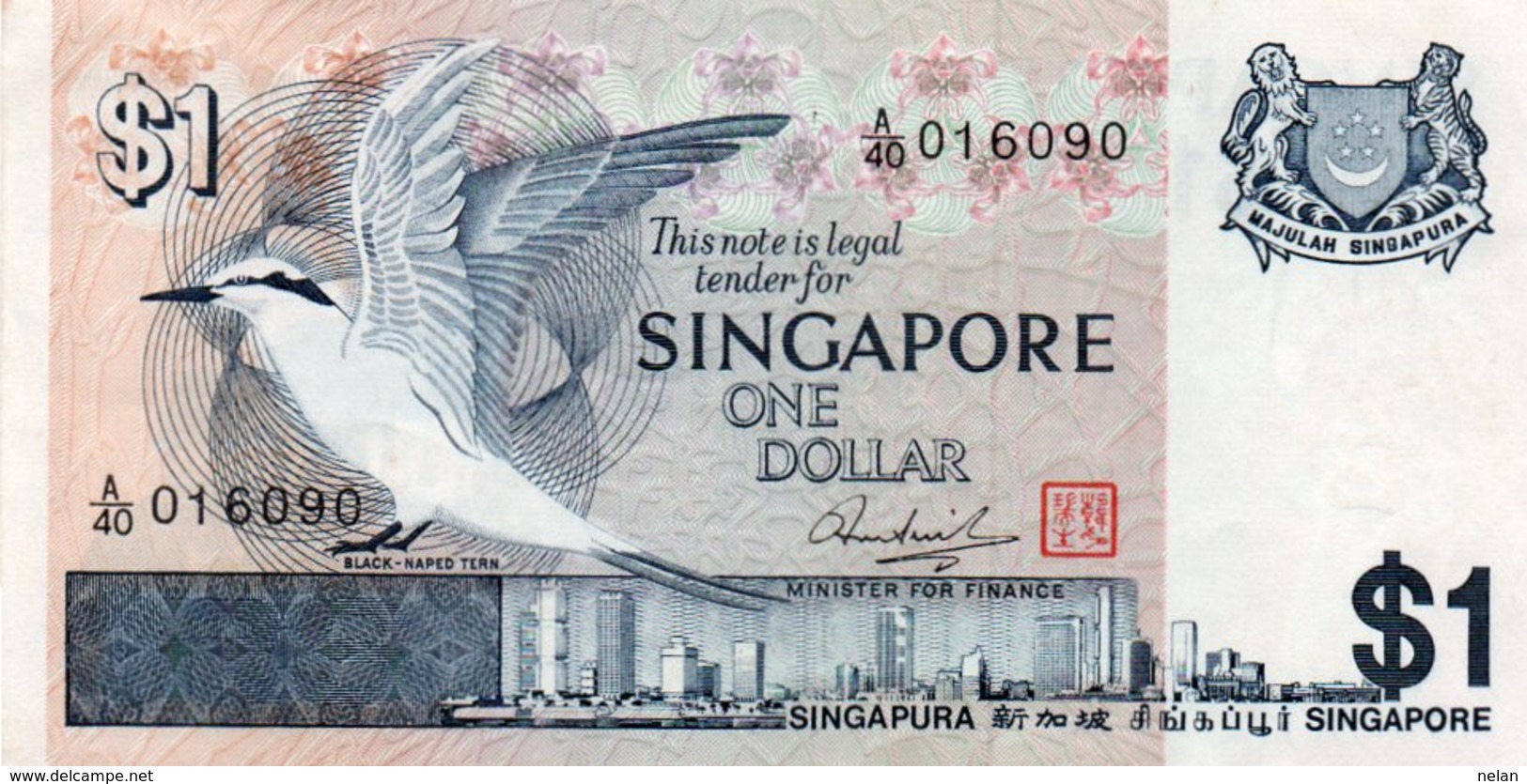 SINGAPORE 1 DOLLAR 1976 P-9   AUNC  SERIE A/40  016090 - Singapore