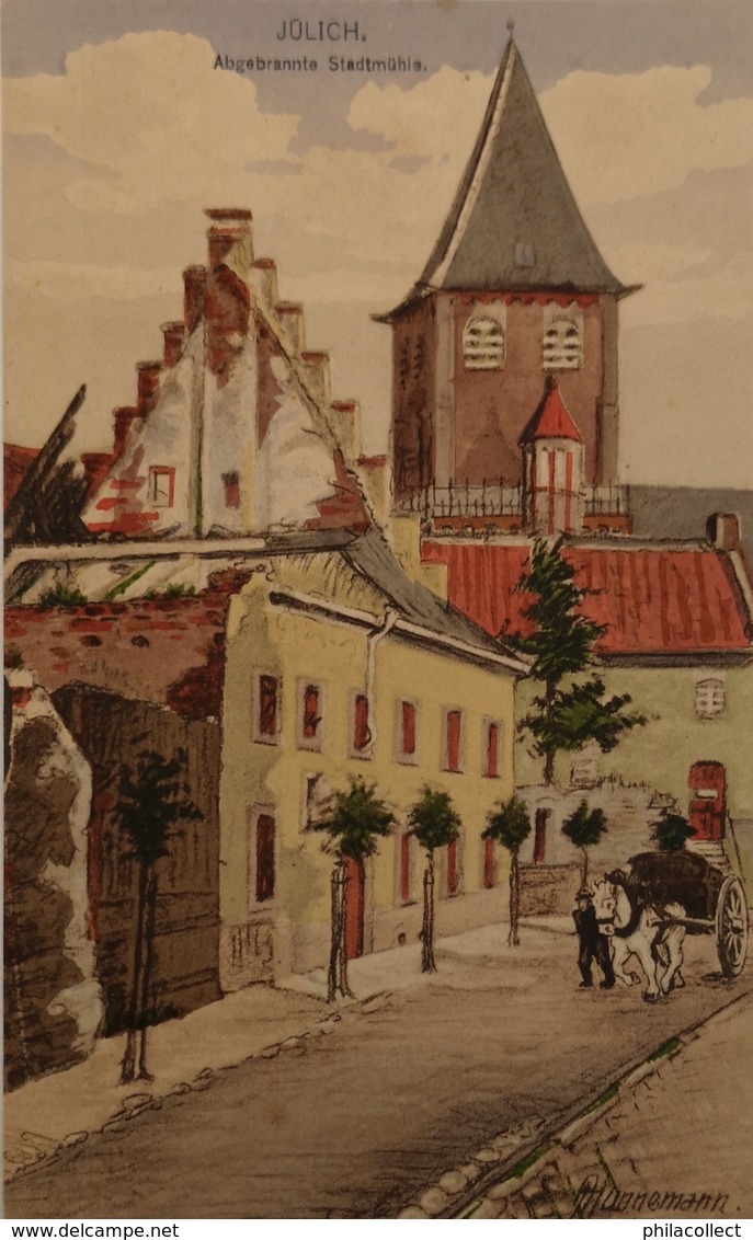 Julich (NRW) Abgebrannte Stadtmuhle  Ca 1922 - Juelich