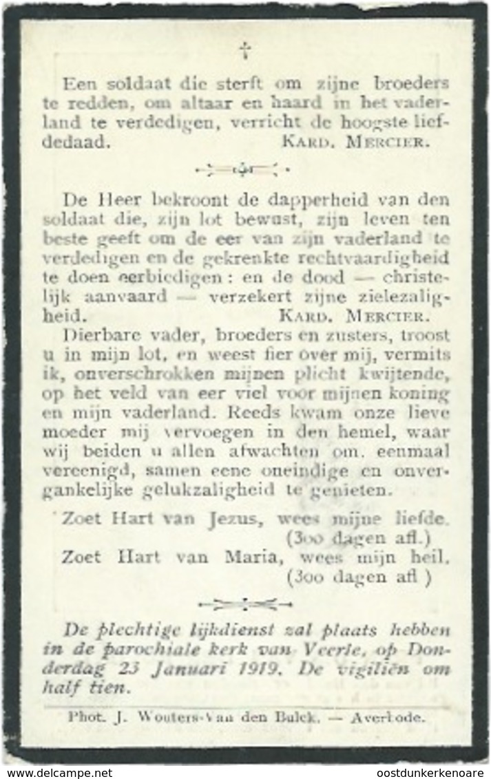 Doodsprentje Gesneuveld: VAN DER BORGHT François: ° Testelt, 1888, + Mechelen, 26 Aug 1914. Lijkdienst In De Kerk Veerle - Religion & Esotericism