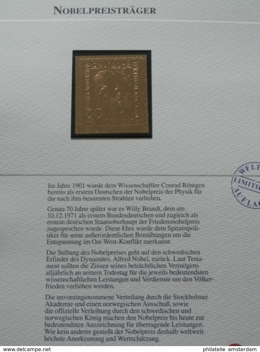 Germany Federal Republic 1947-1991: Rarities in limited 99.8% fine gold edition