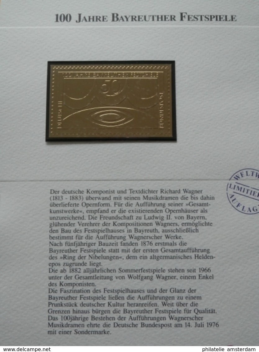 Germany Federal Republic 1947-1991: Rarities in limited 99.8% fine gold edition