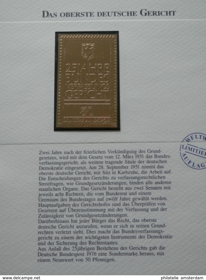 Germany Federal Republic 1947-1991: Rarities in limited 99.8% fine gold edition