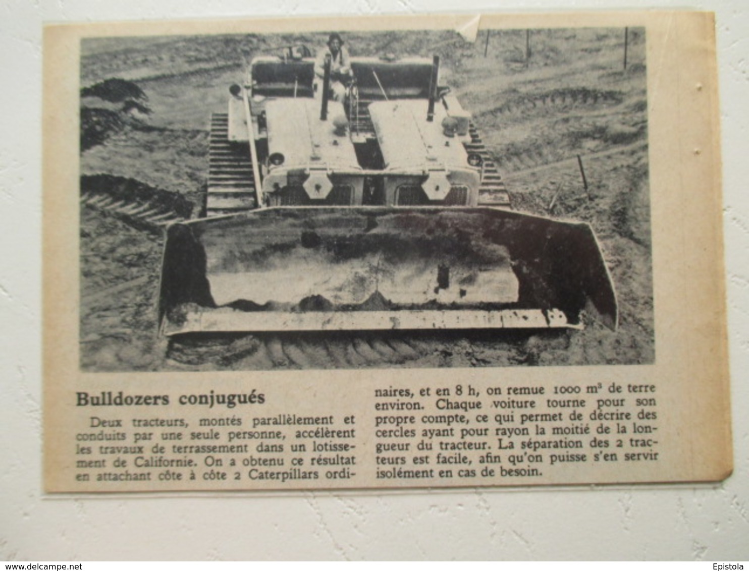 Californie  - Tracteur Caterpillar Dit "Bulldozer " - Coupure De Presse De 1950 - Tracteurs