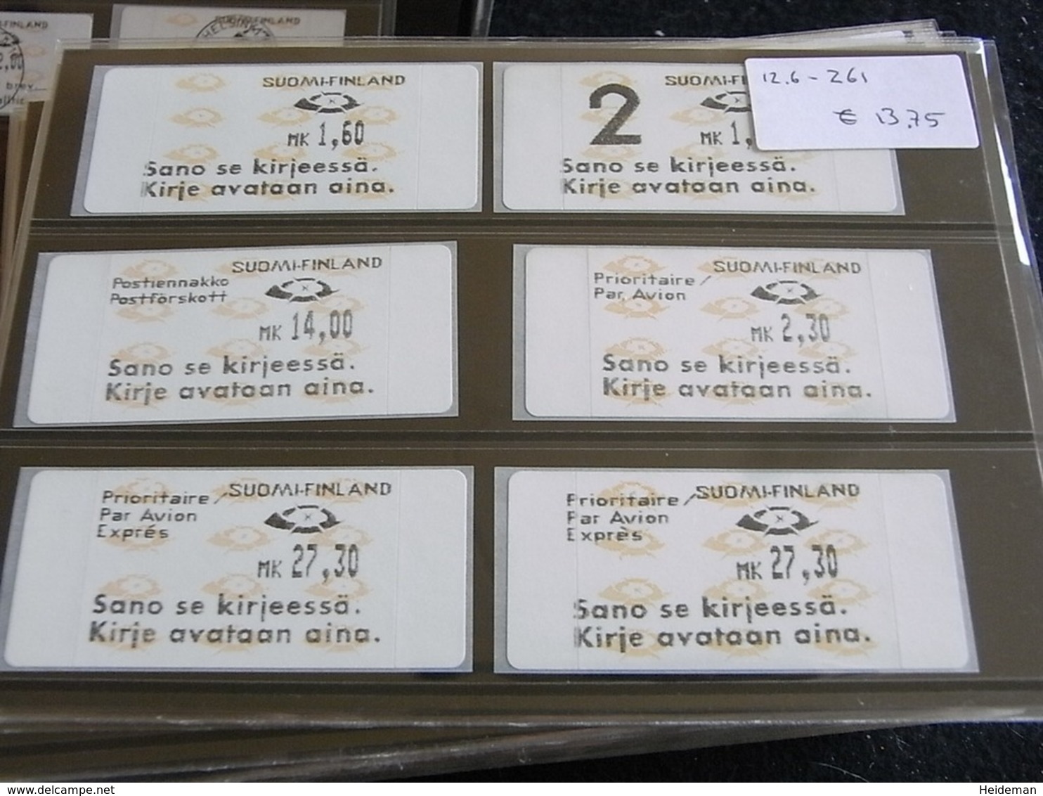 ✅ Finlande Finland ATM FRAMA 1992 - "Sano Se Kirjeessä Kirjeavataan Aina"  Legend Divers -  Mi. 12, 6pcs ** MNH [000472] - Machine Labels [ATM]