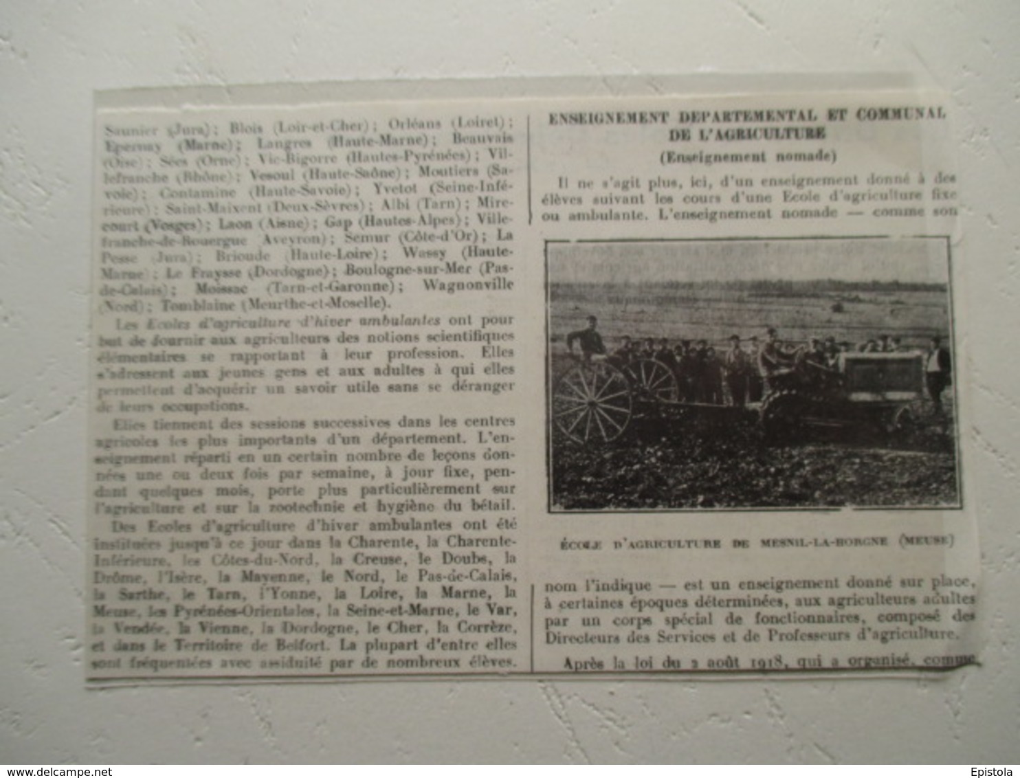 Ménil-la-Horgne (Meuse) - Tracteur Ecole D'Agriculture (Enseignement Nomade)  - Coupure De Presse De 1931 - Tractors