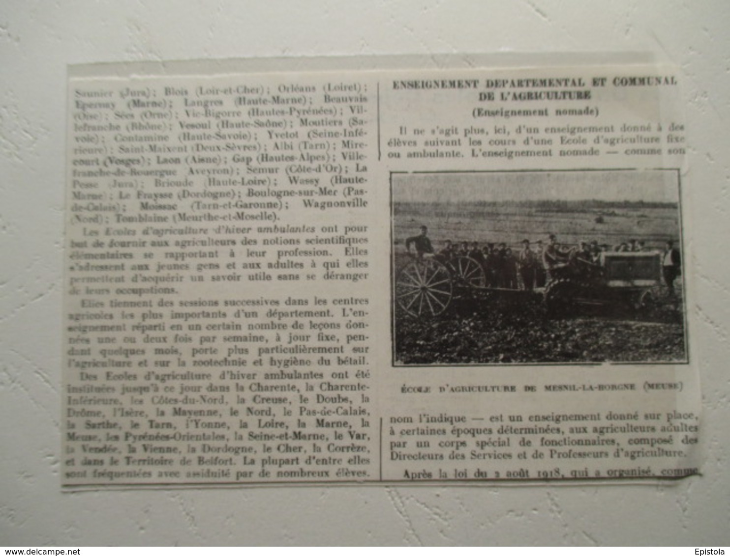 Ménil-la-Horgne (Meuse) - Tracteur Ecole D'Agriculture (Enseignement Nomade)  - Coupure De Presse De 1931 - Traktoren