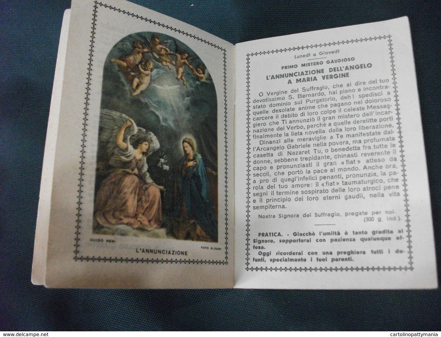 SANTINO HOLY PICTURE IMAIGE SAINTE IL ROSARIO MEDITATO A SUFFRAGIO DEI NOSTRI MORTI - Religione & Esoterismo
