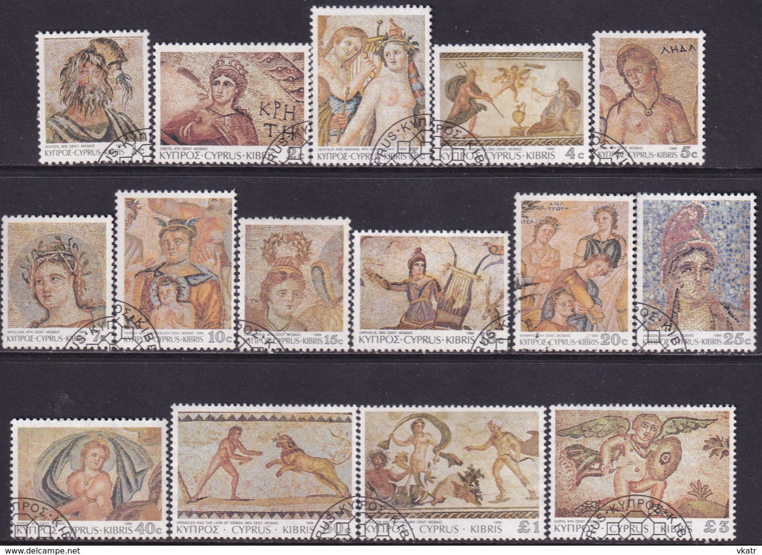 Cyprus 1989 SG #756-70 Compl.set Used Roman Mosaics - Used Stamps